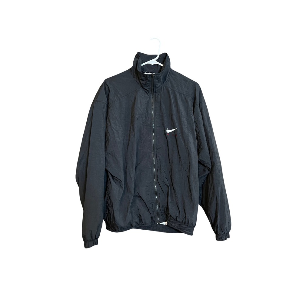 Nike Air Vintage Black Windbreaker Jacket Full Zip Swoosh Logo Mens Medium